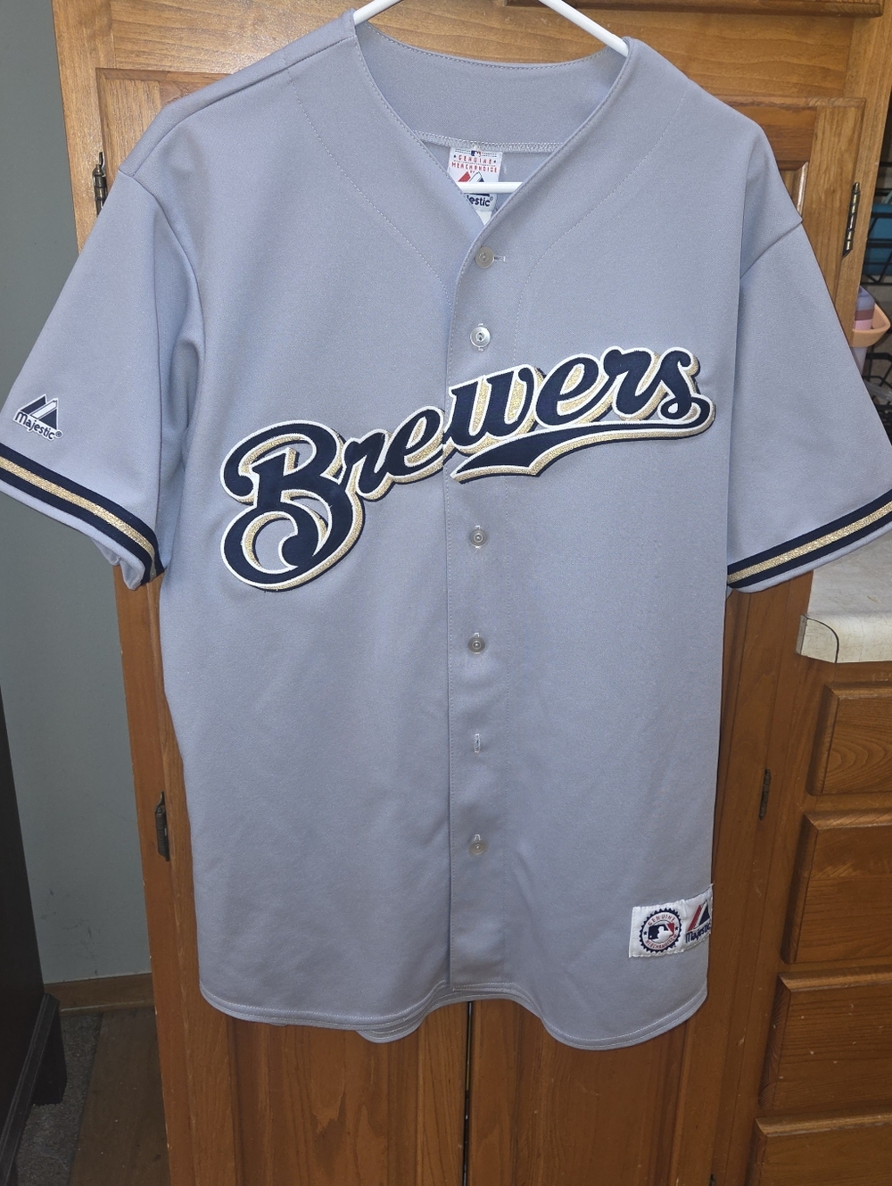Majestic Milwaukee Brewers jerseys in fair condition - Clark And Braun